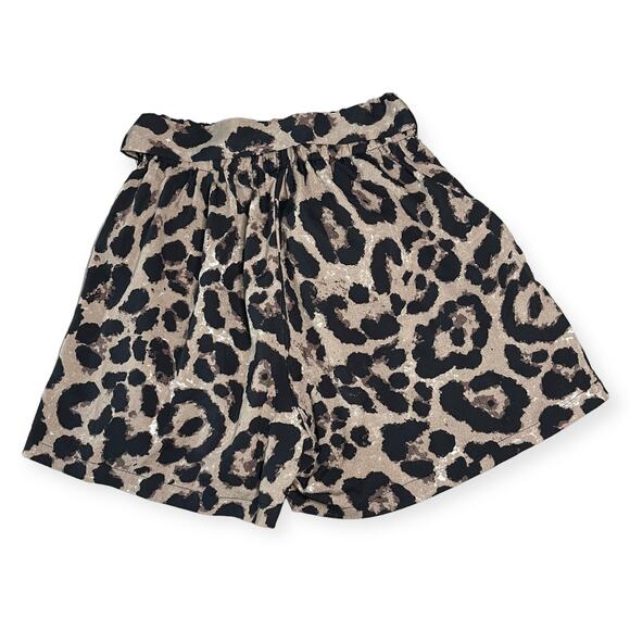 Shein Brown Paperbag Waist Leopard Animal Print Pool Vacation Shorts Size Small - Picture 5 of 6